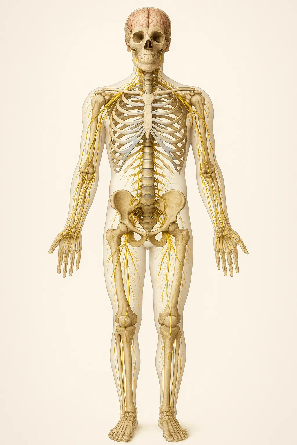Human skeleton and nerves