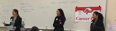 Dr. Bucci, Gaby and Brisa present at Avon Park High School Career Cafe December 2018