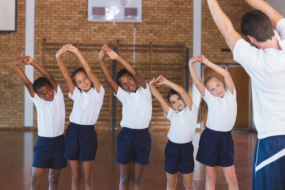 School kids in school gym