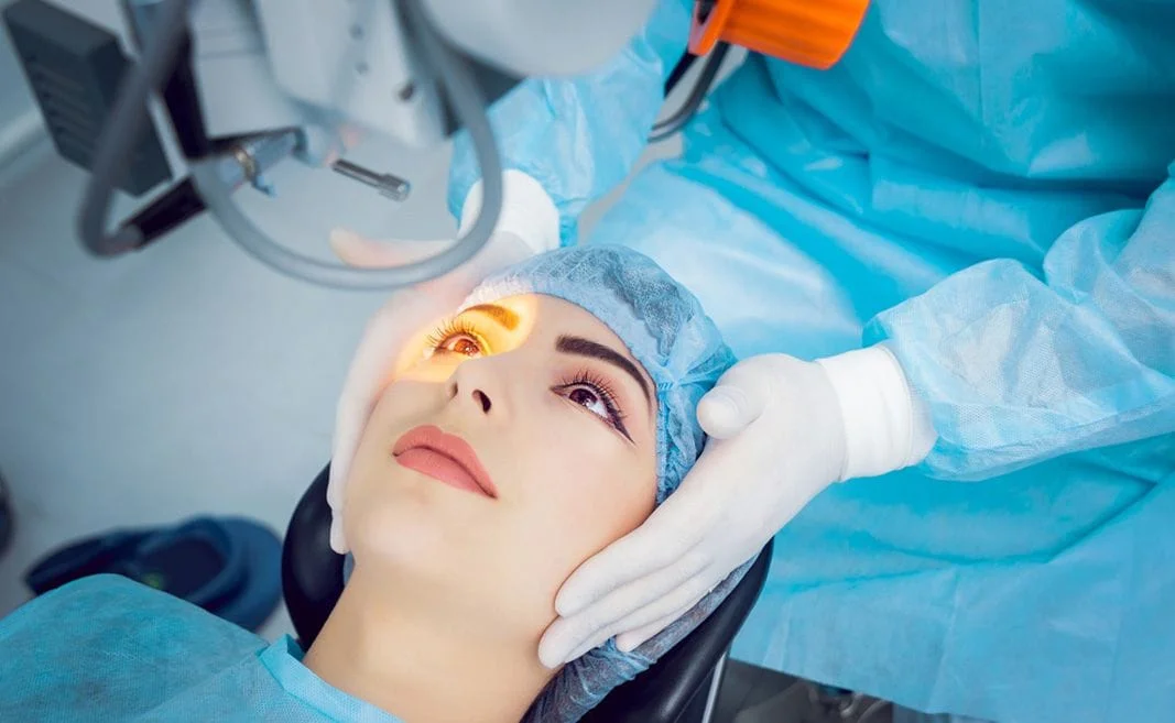 woman undergoing eye surgery