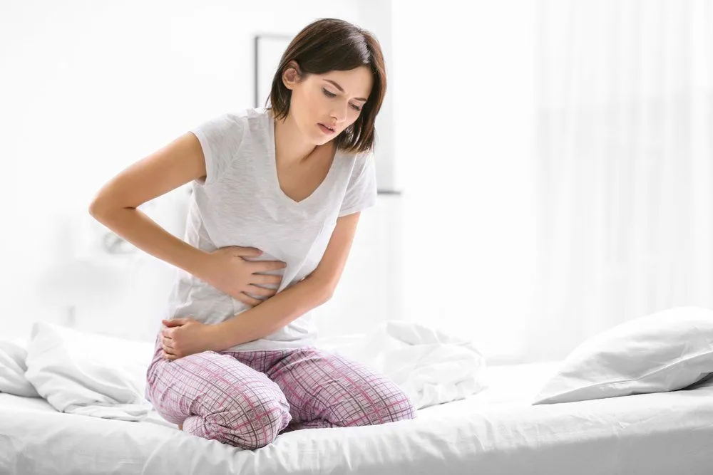 woman with stomach pain