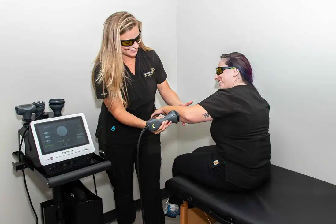 Doctor using laser treatment