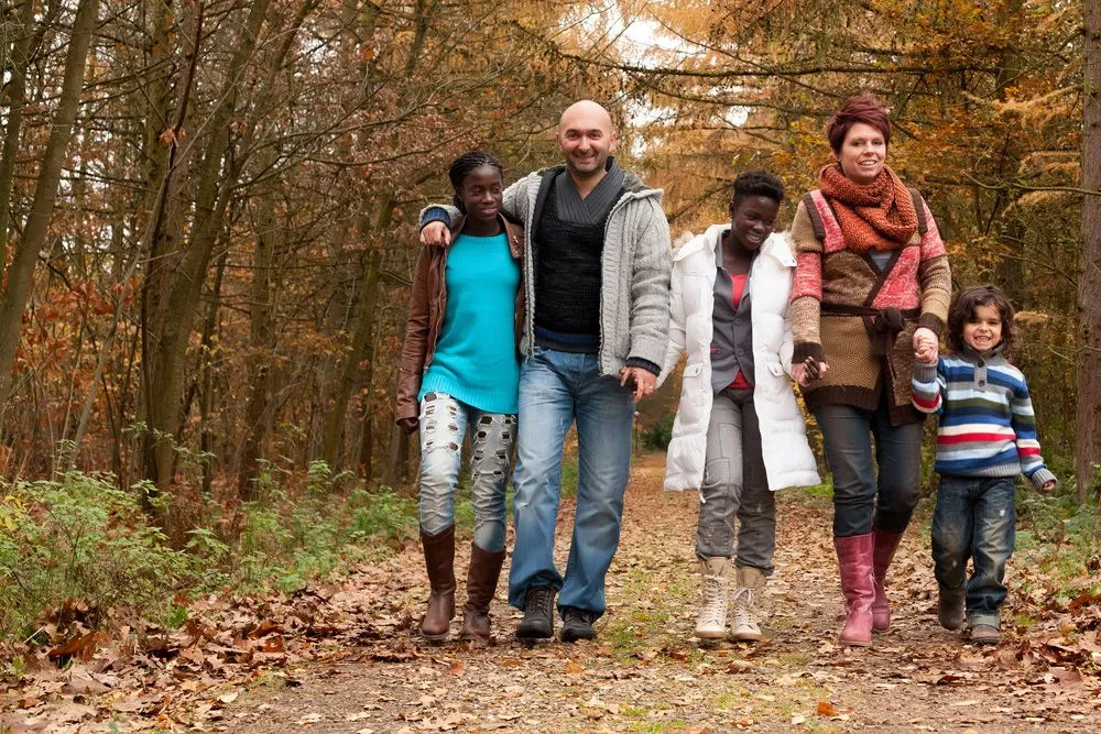 family walking