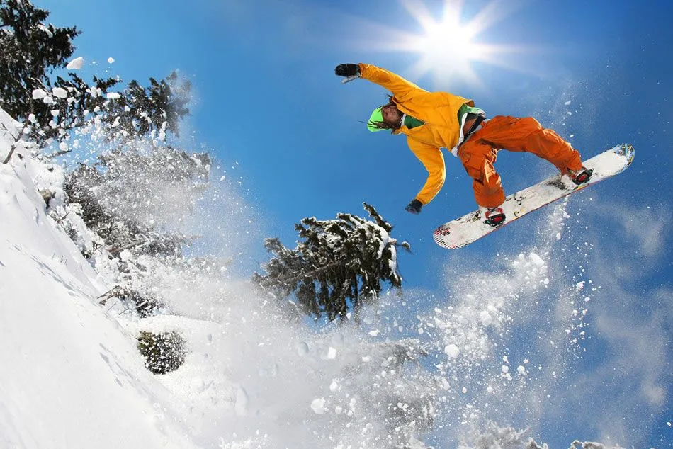 man snowboarding