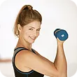 woman using dumbbells