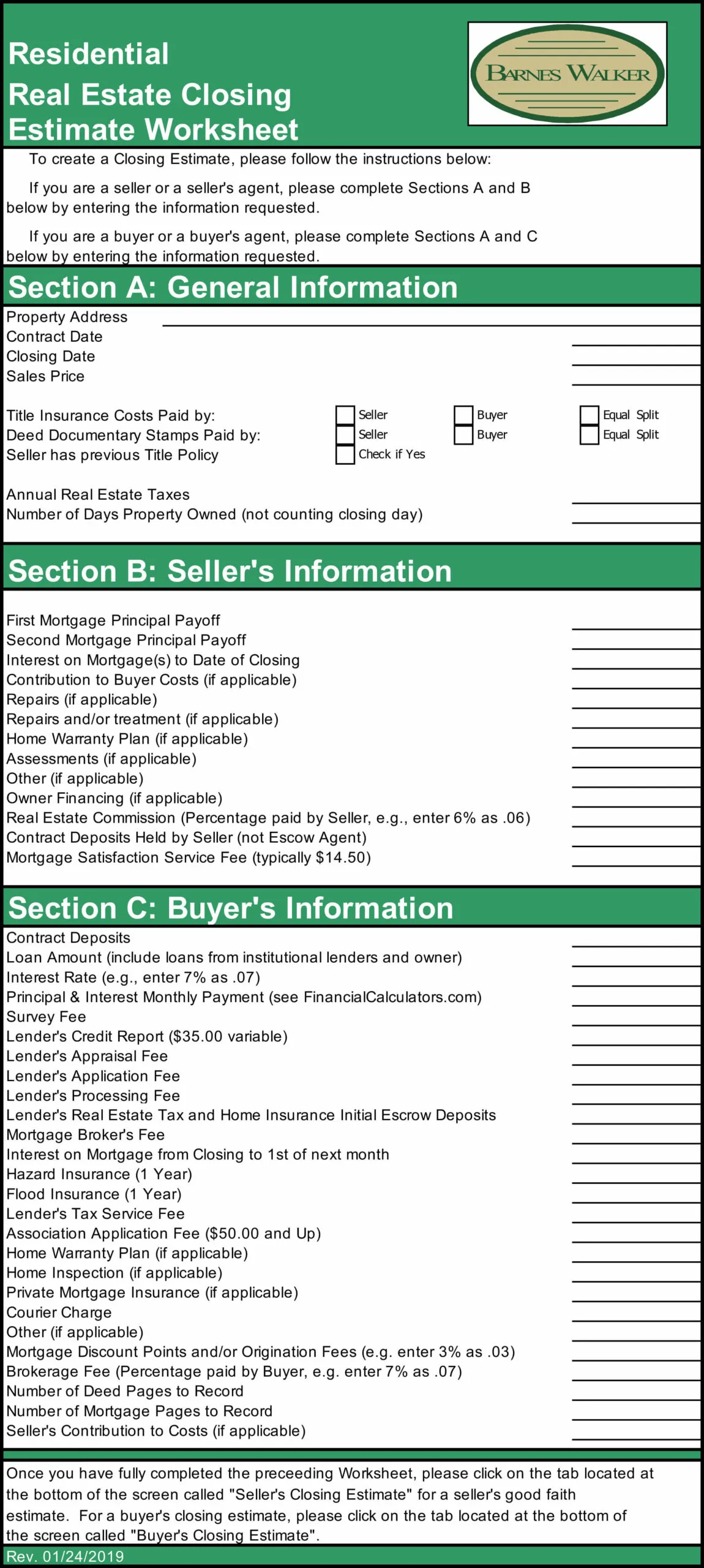 Download Real Estate Closing Costs Good Faith Estimate