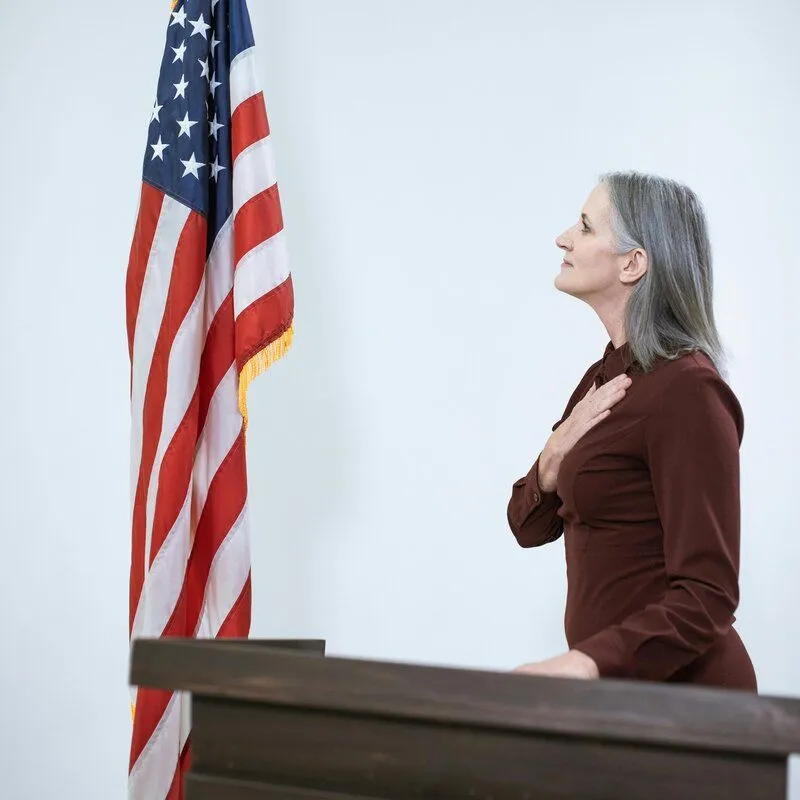 woman doing pledge of allegiance