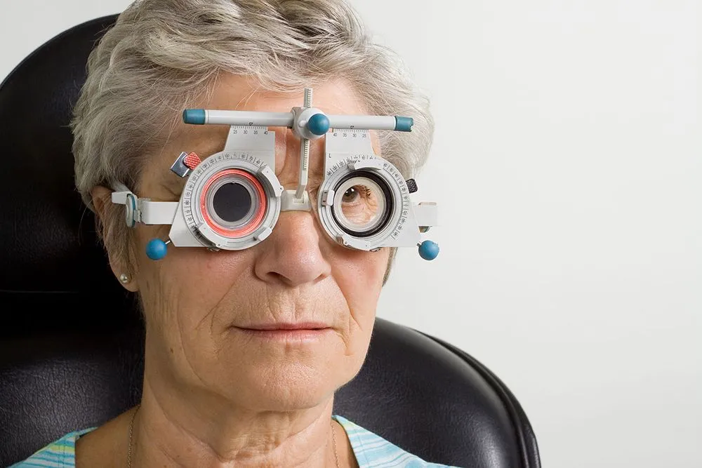 woman getting eye exam