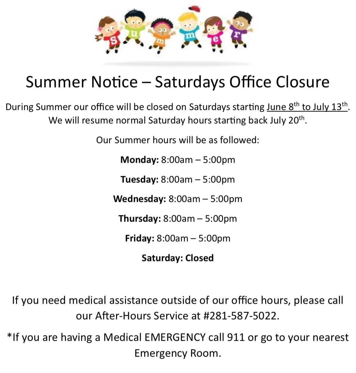 summer closure