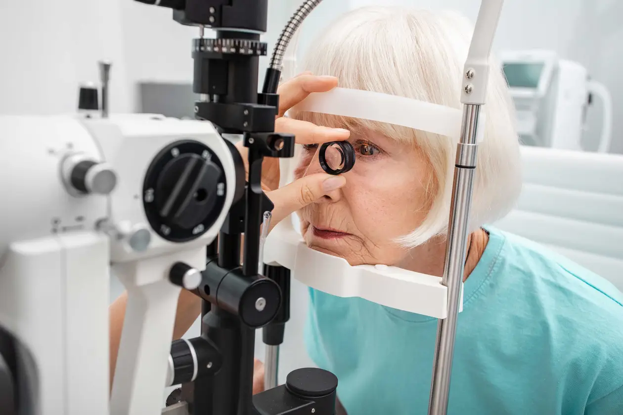 Eldery Woman getting an eye exam