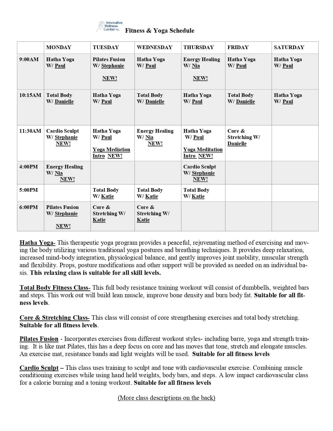 Fitness & Yoga Classes Schedule NEW classes -Oct 2023_page-0001