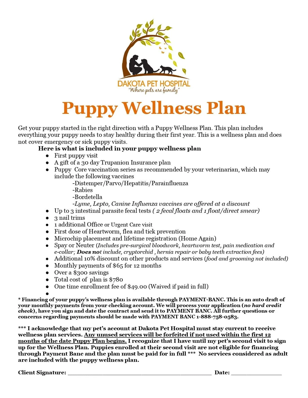 Puppy wellness plan