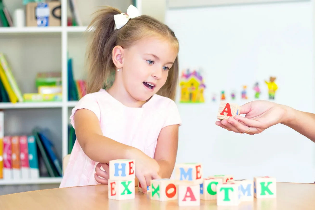 child playing blocks
