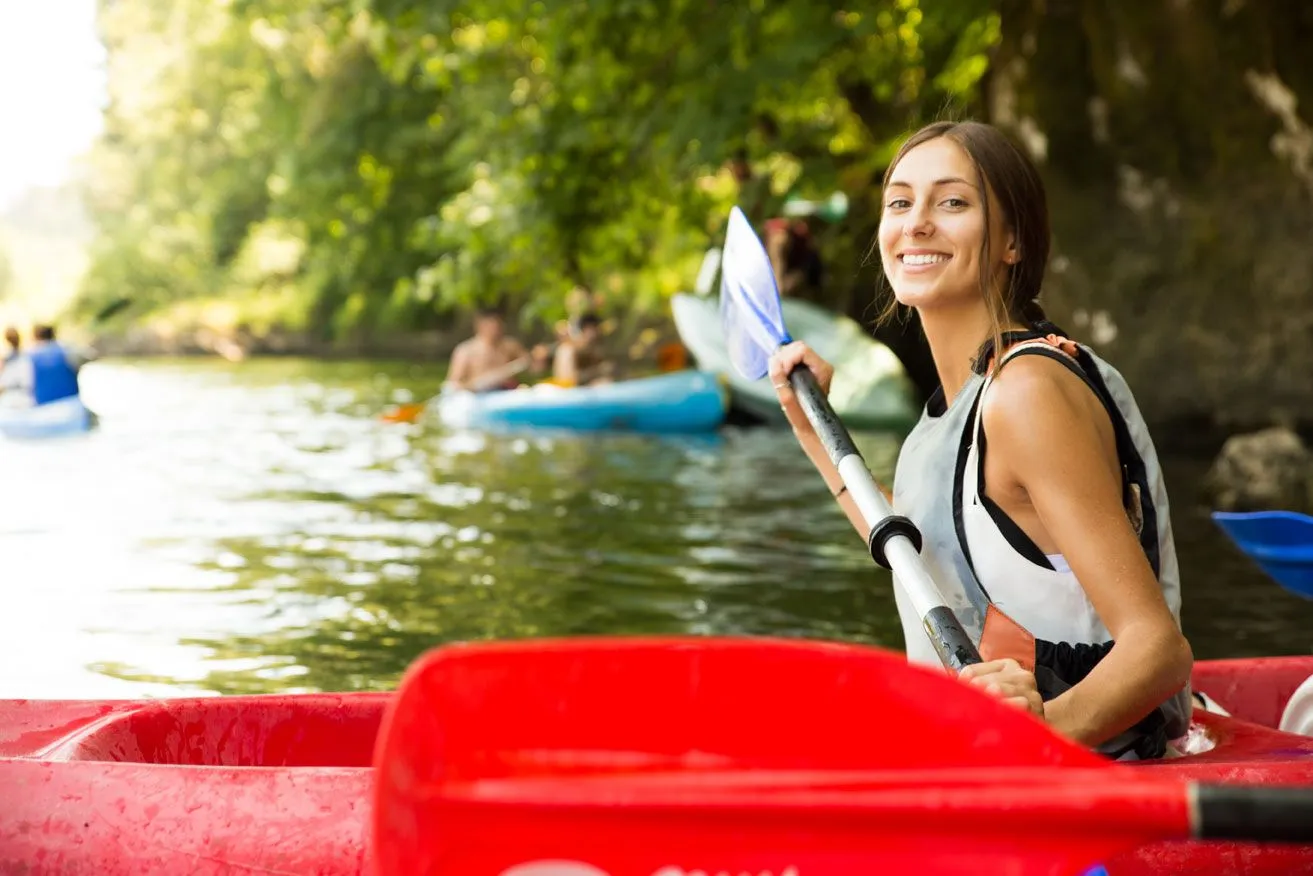 woman kayaking