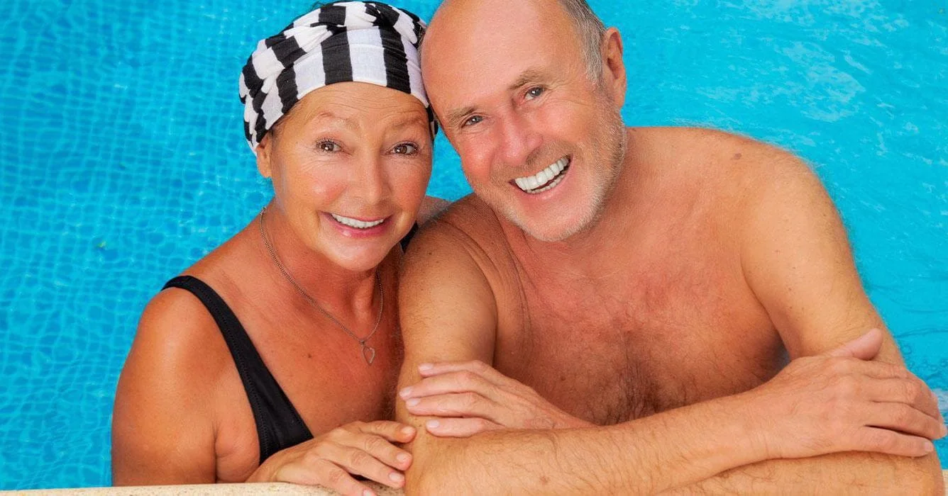 Elderly Couple At Pool