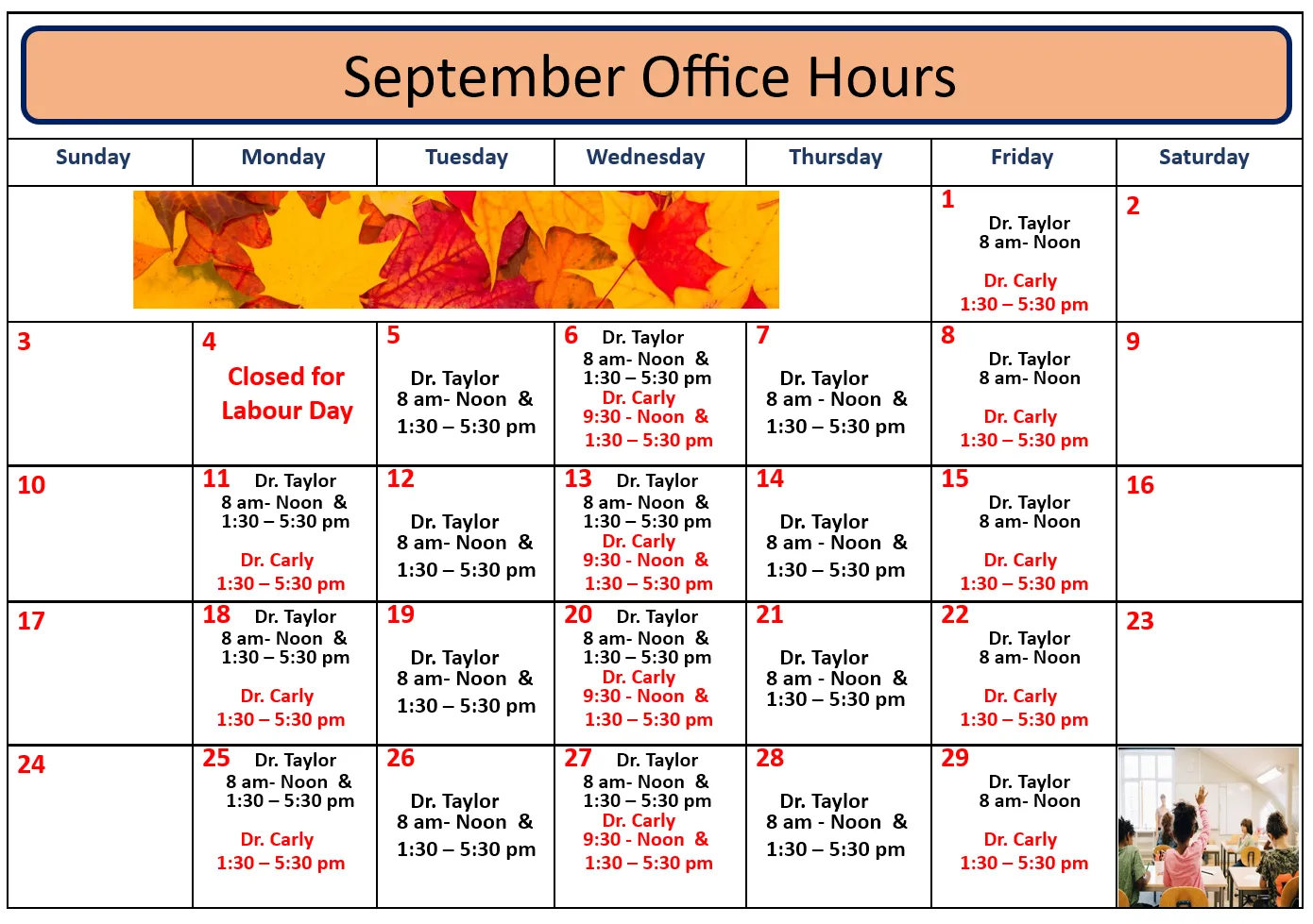 September hours