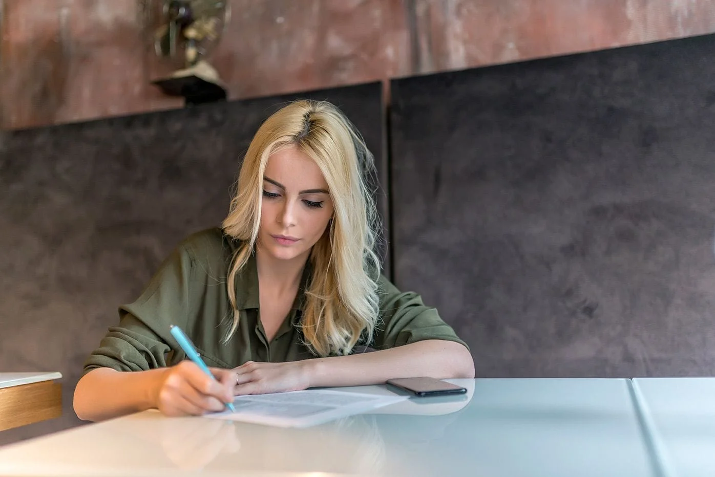 Woman signing