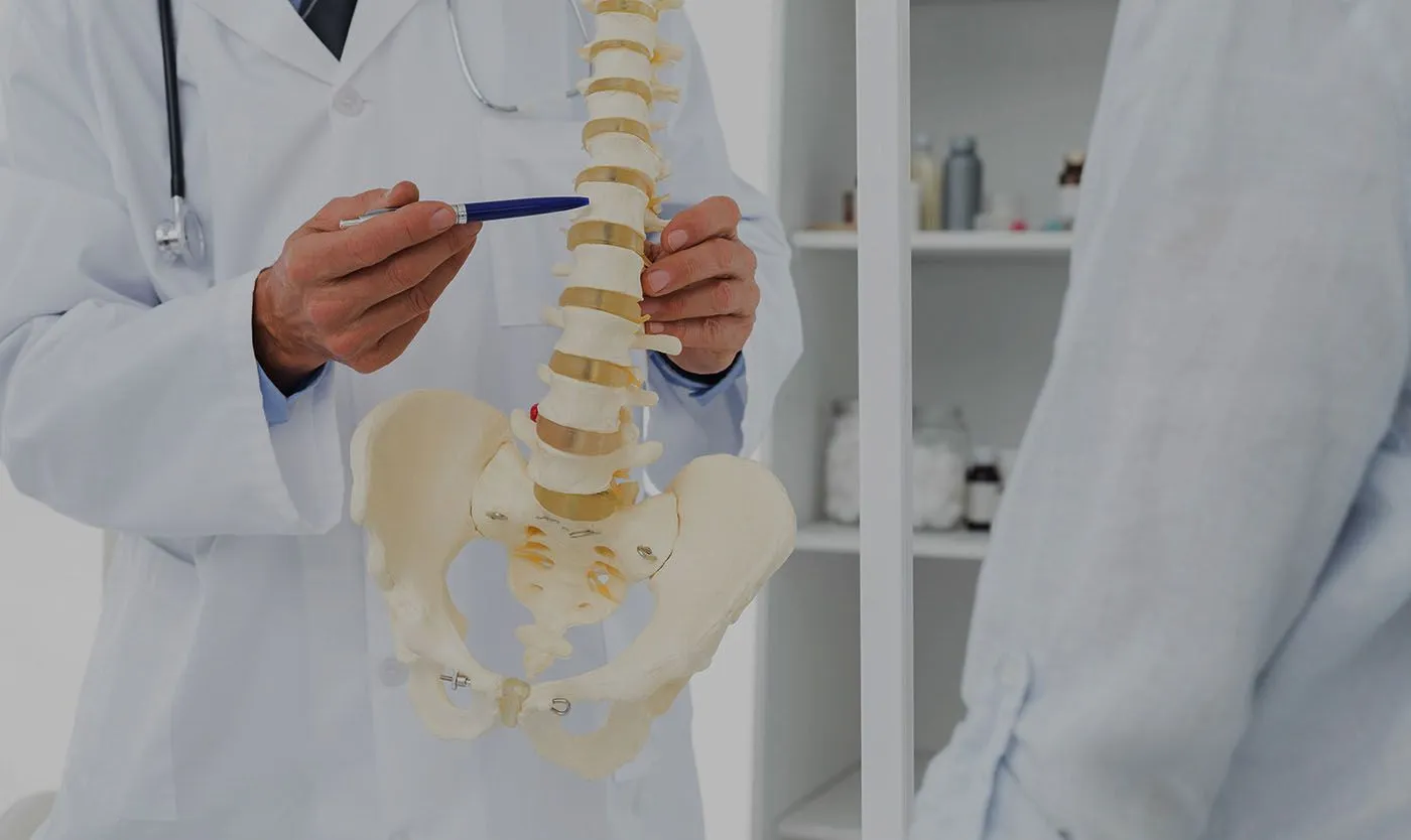 Doctor examining spine