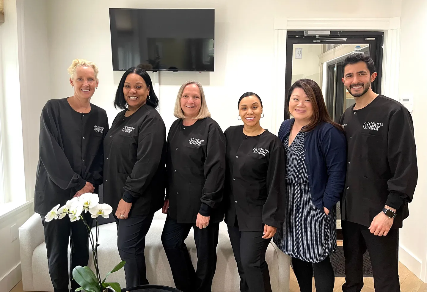 group photo of Brookline MA Dentist Dr. Samuel Ustayev and his dental staff