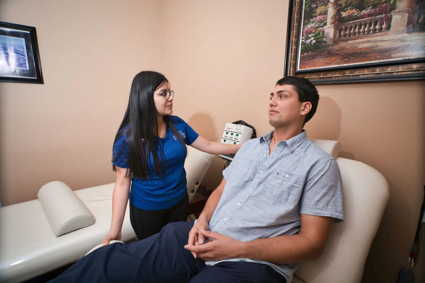 A doctor talking to a patient