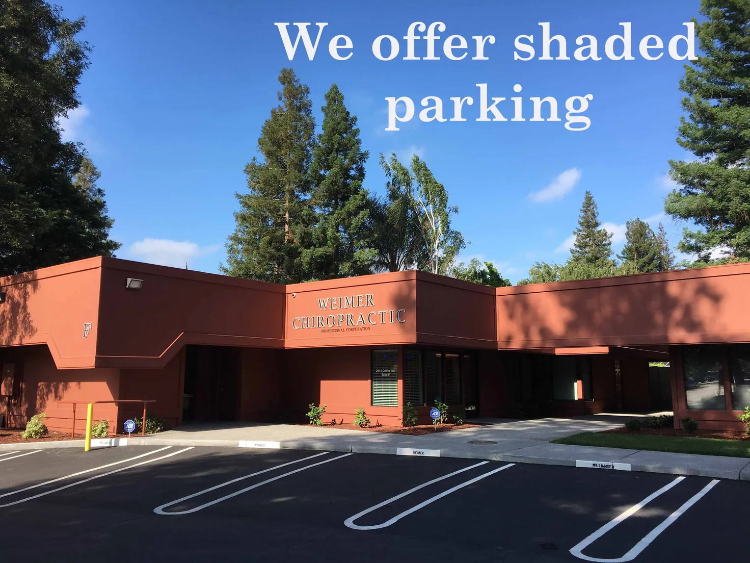 Parking at The New Weimer Chiropractic Office.