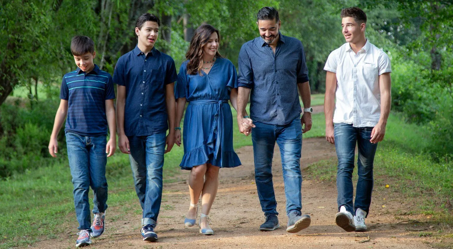 Dr. Pike Family Photo walking in nature