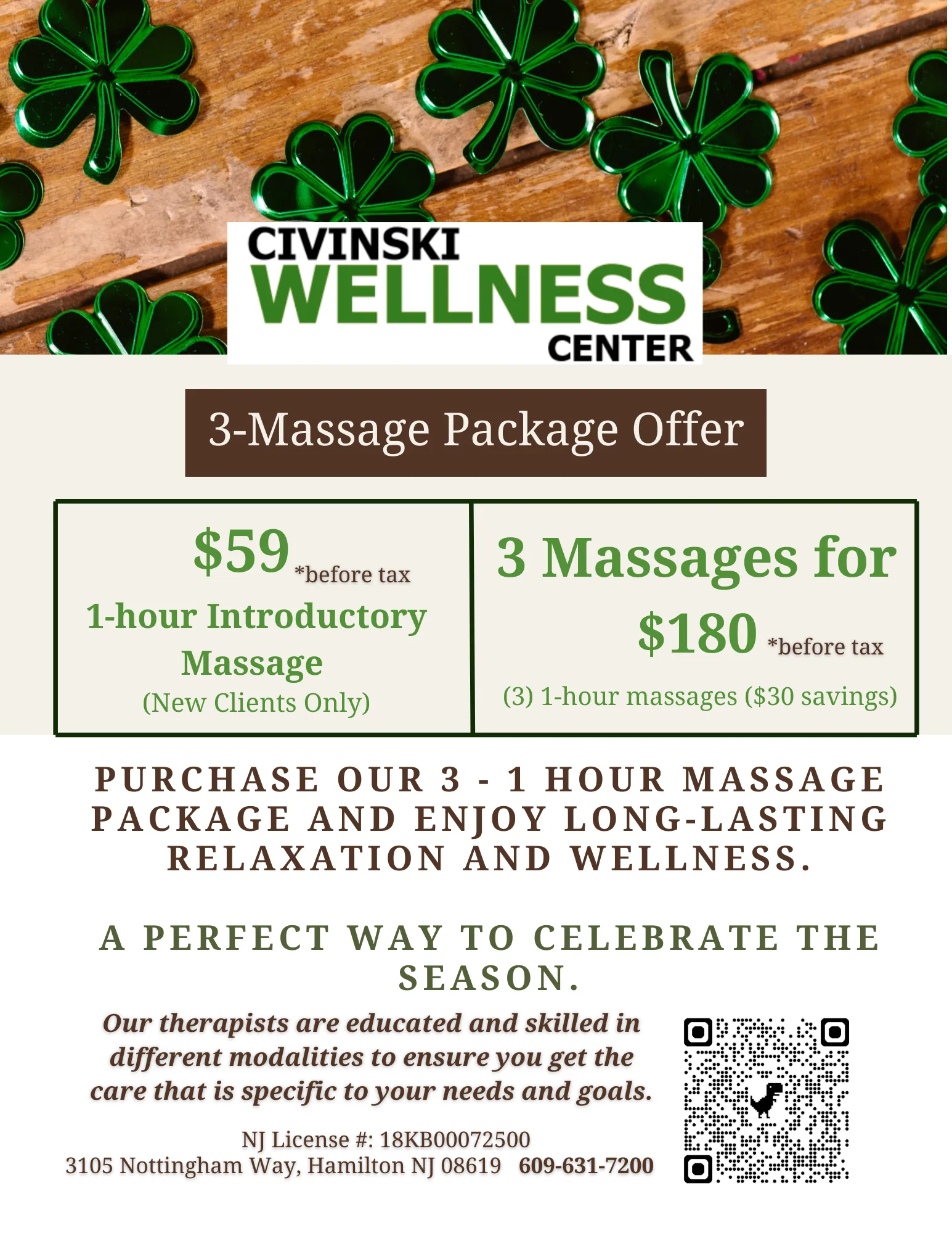 Three 1-hour Massage Package