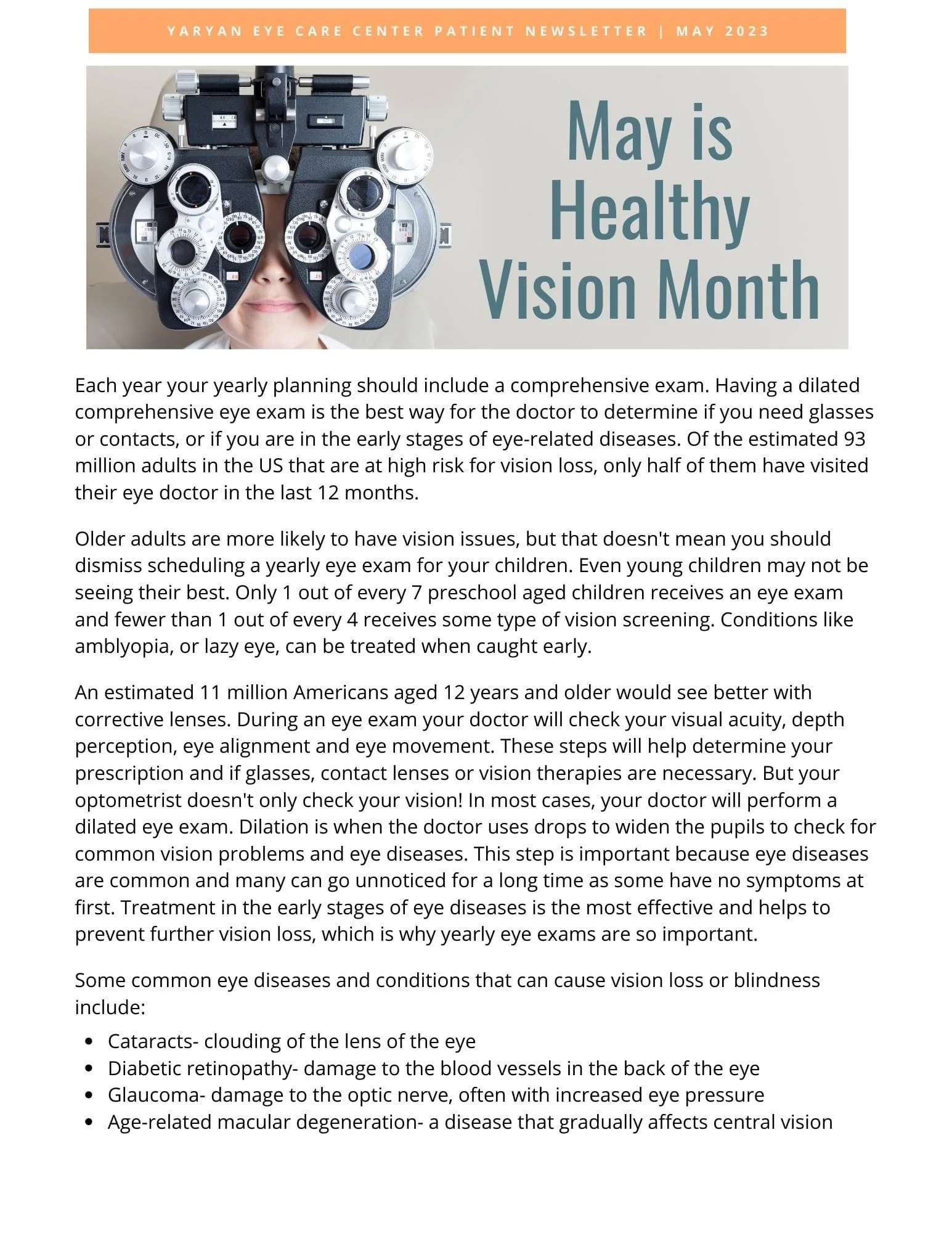 May 2023 Patient Newsletter (Healthy Vision Month)