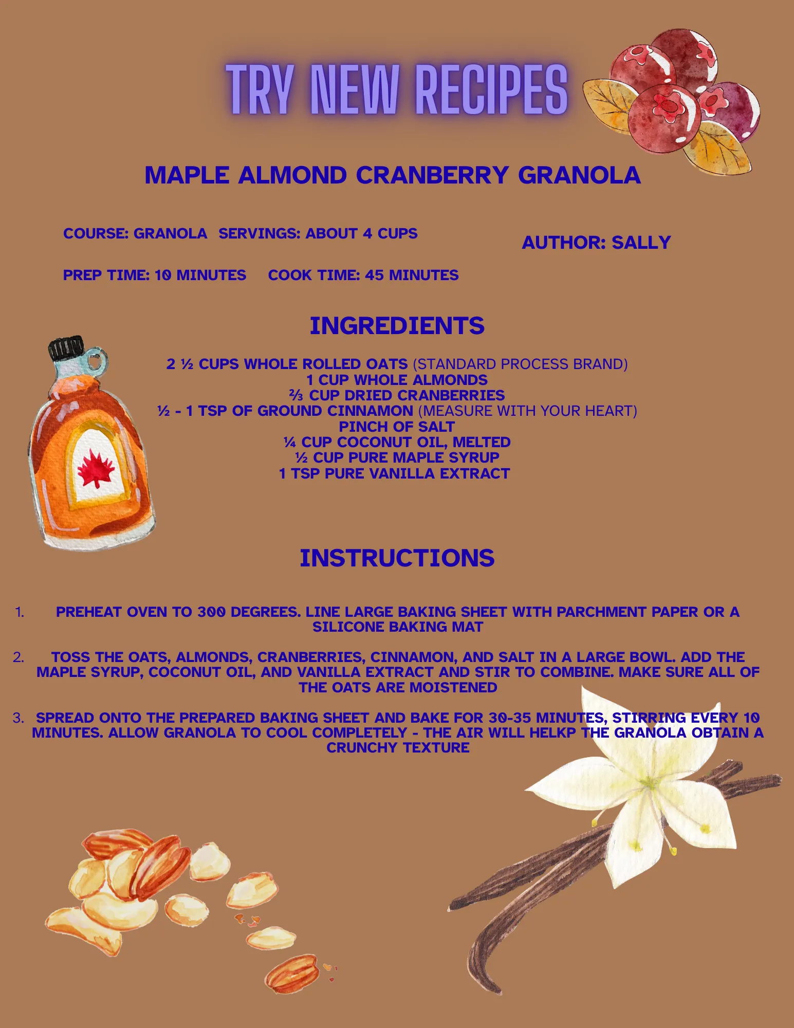 Maple Almond Cranberry Granola