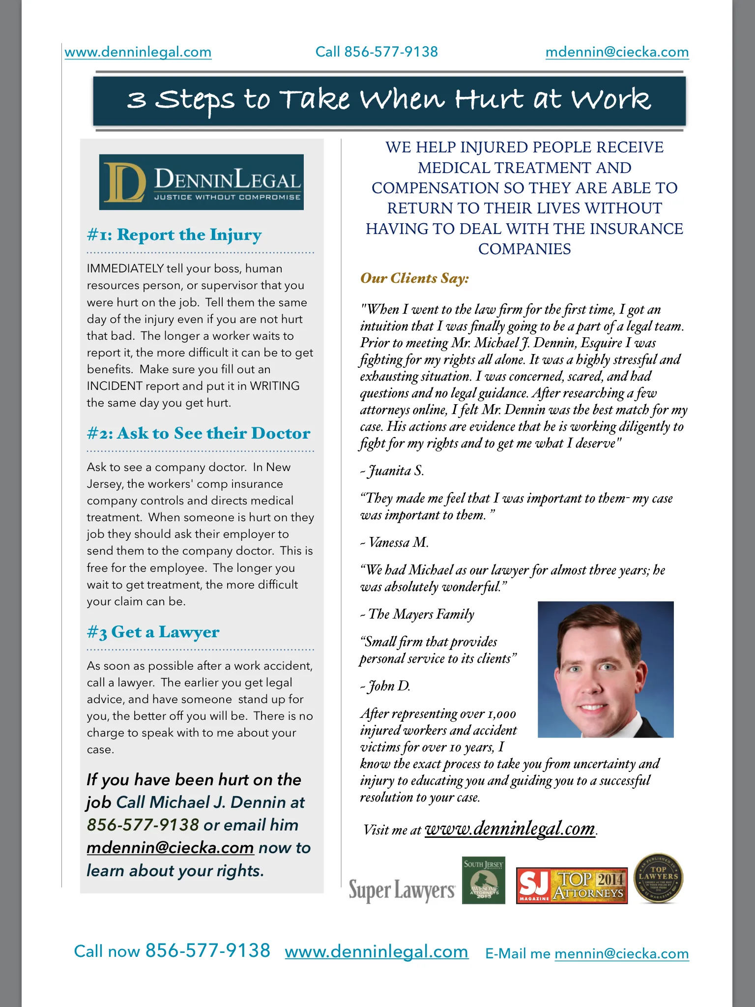 FREE TIP SHEET FOR INJURED WORKERS