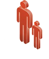 Parent and child standing next to each other