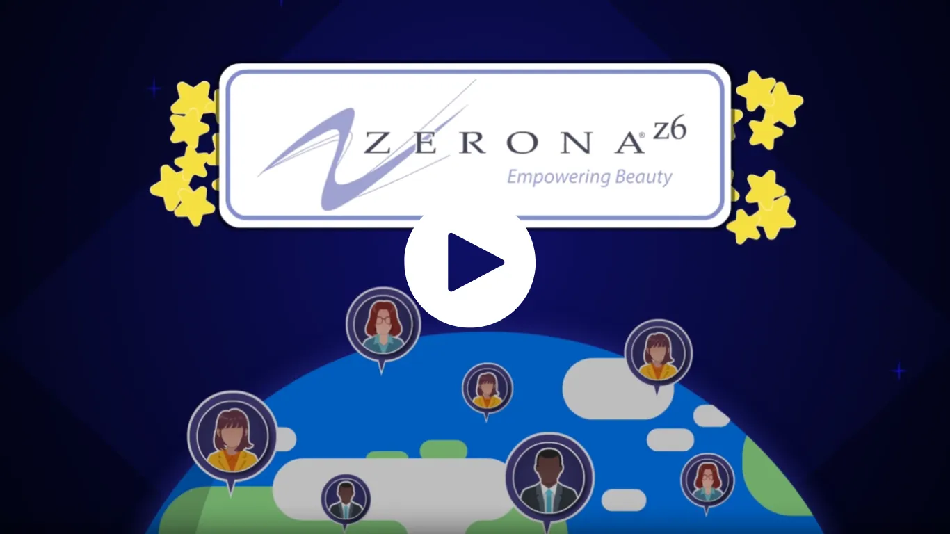 Zerona headline with people graphics around the world