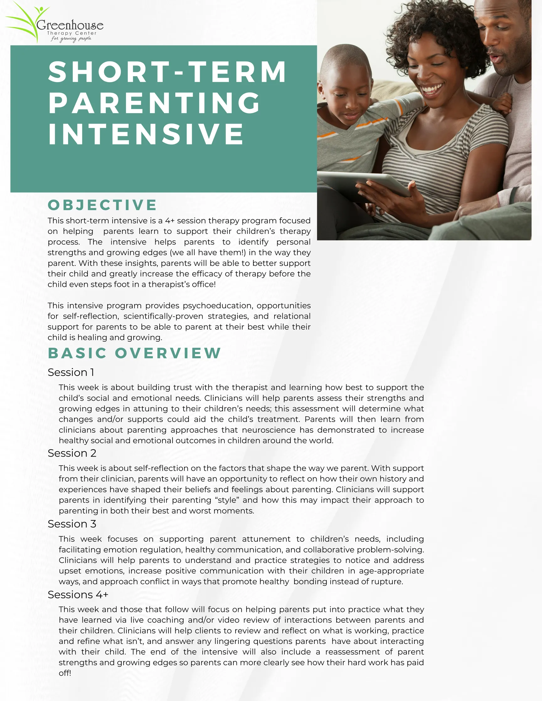 details of parenting intensive, pic of family