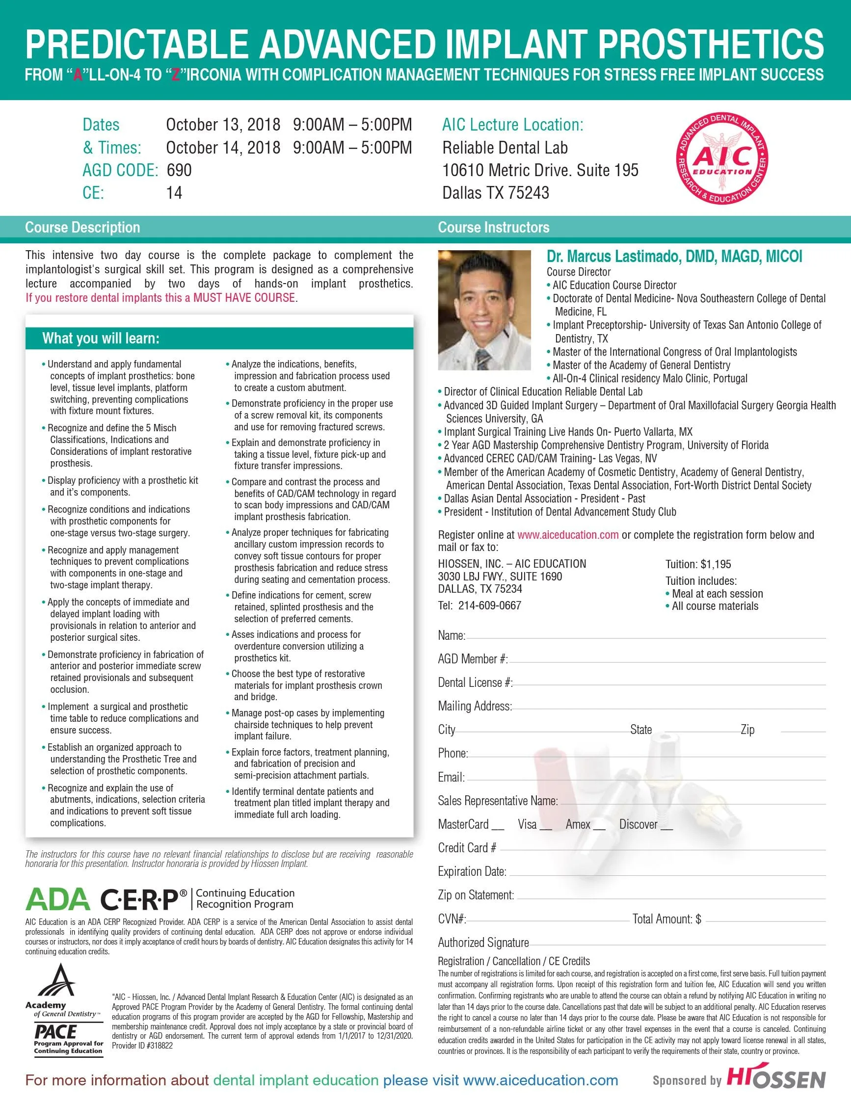 implant prosthetics course for dentists