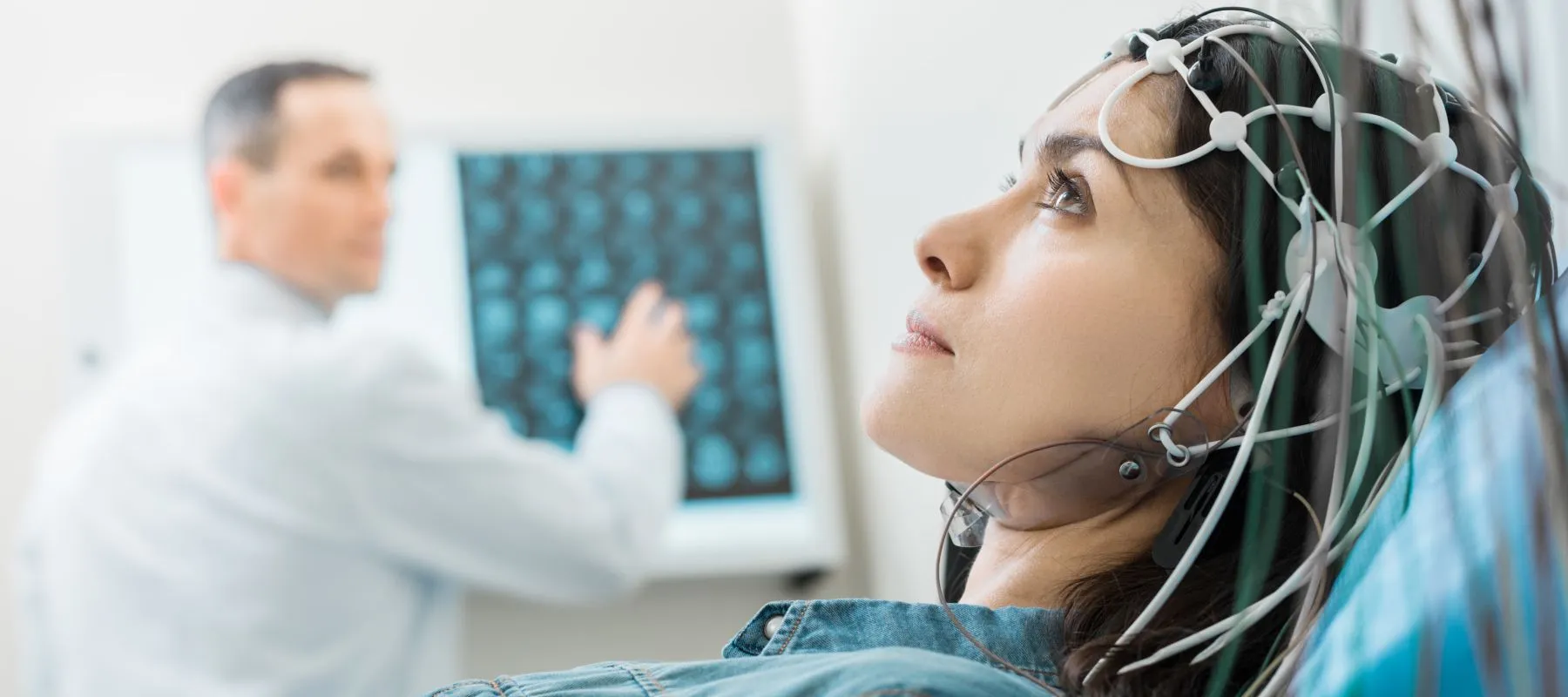Woman Receiving EEG Procedure