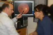 Showing patient retina images