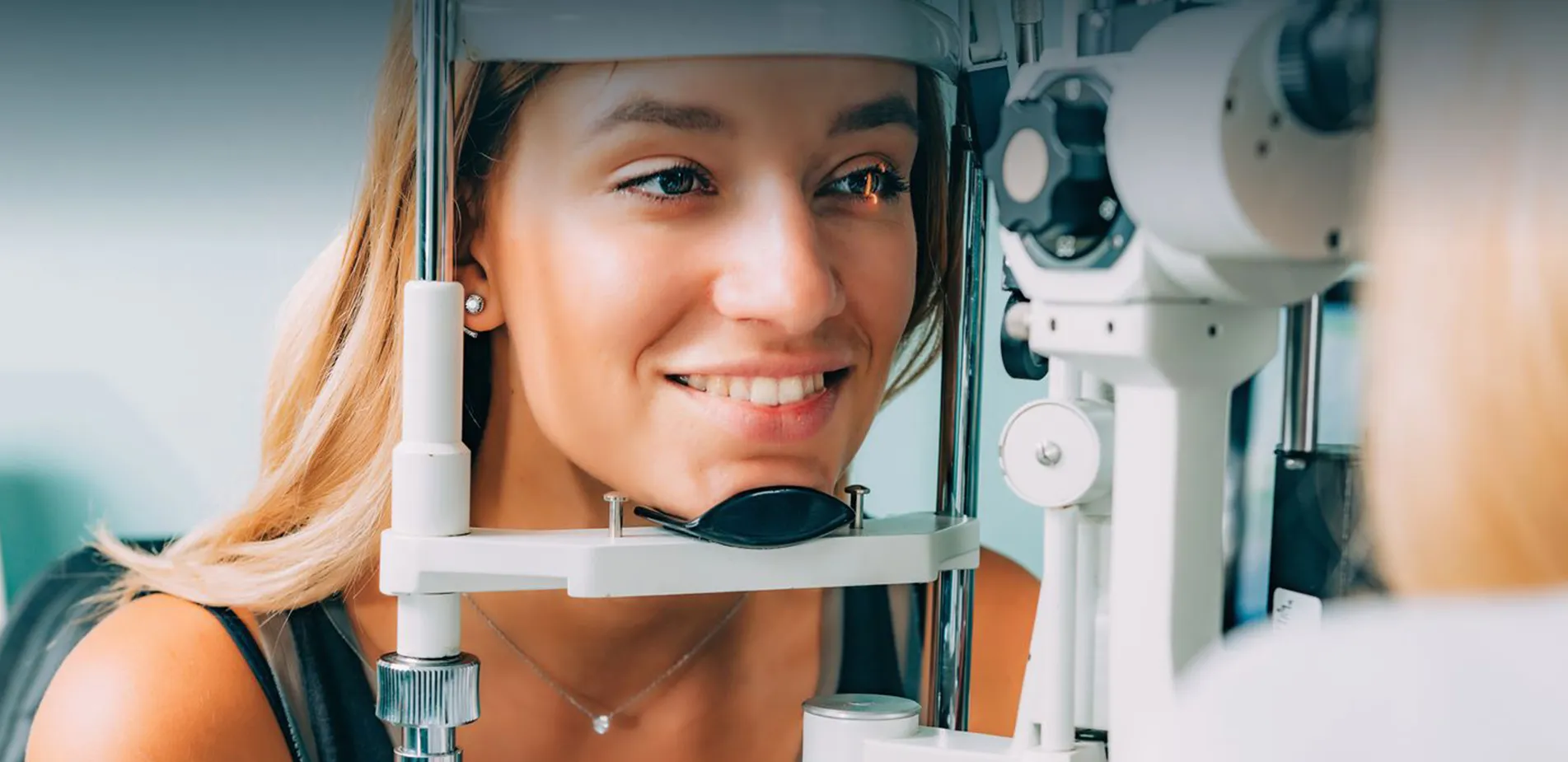 a woman having an eye check-up
