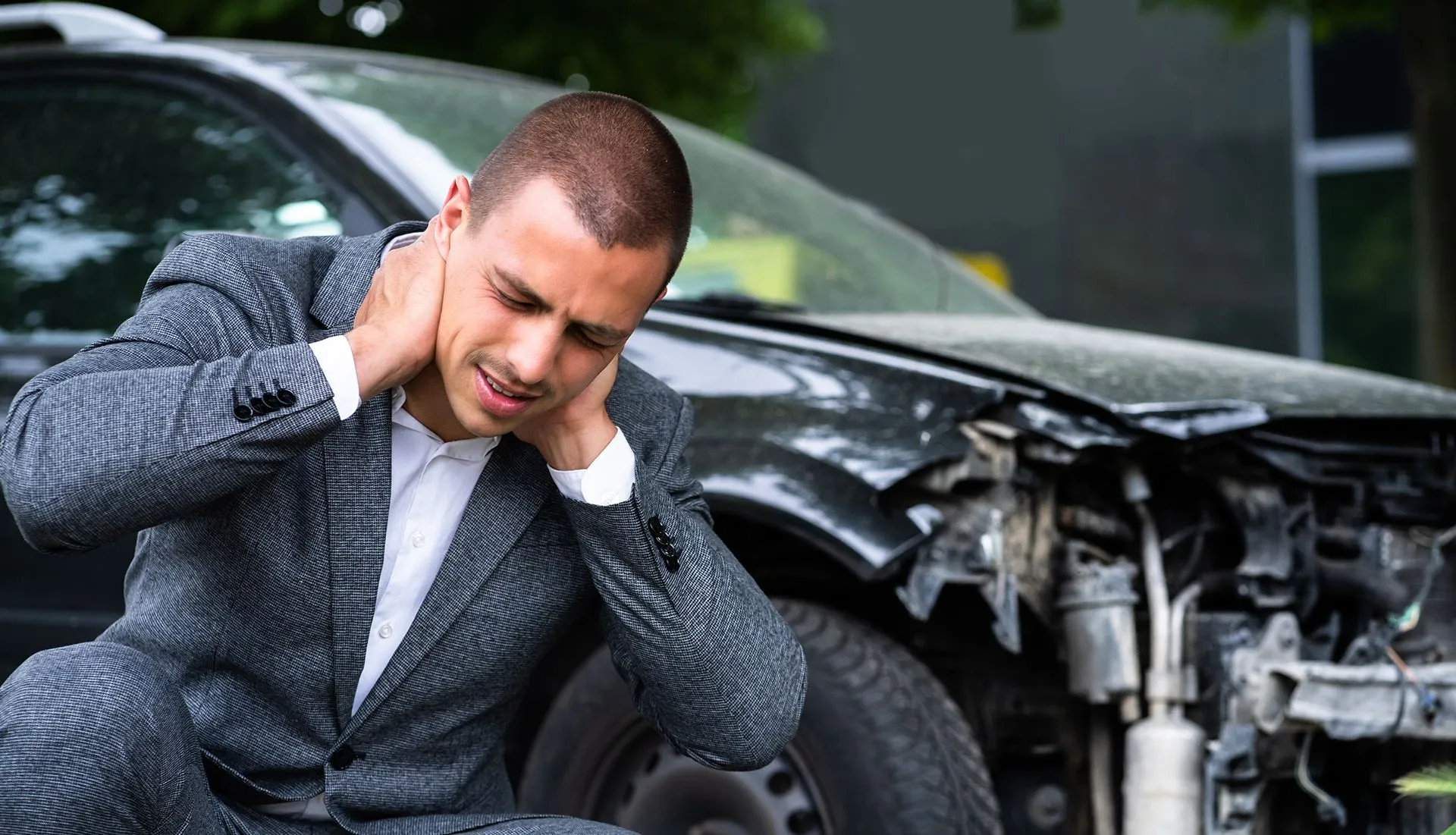 man just after an auto accident