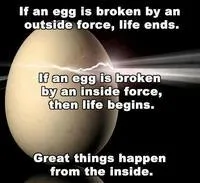 If an egg is broken by an outside force, life ends