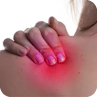 close up image of hand massaging a shoulder