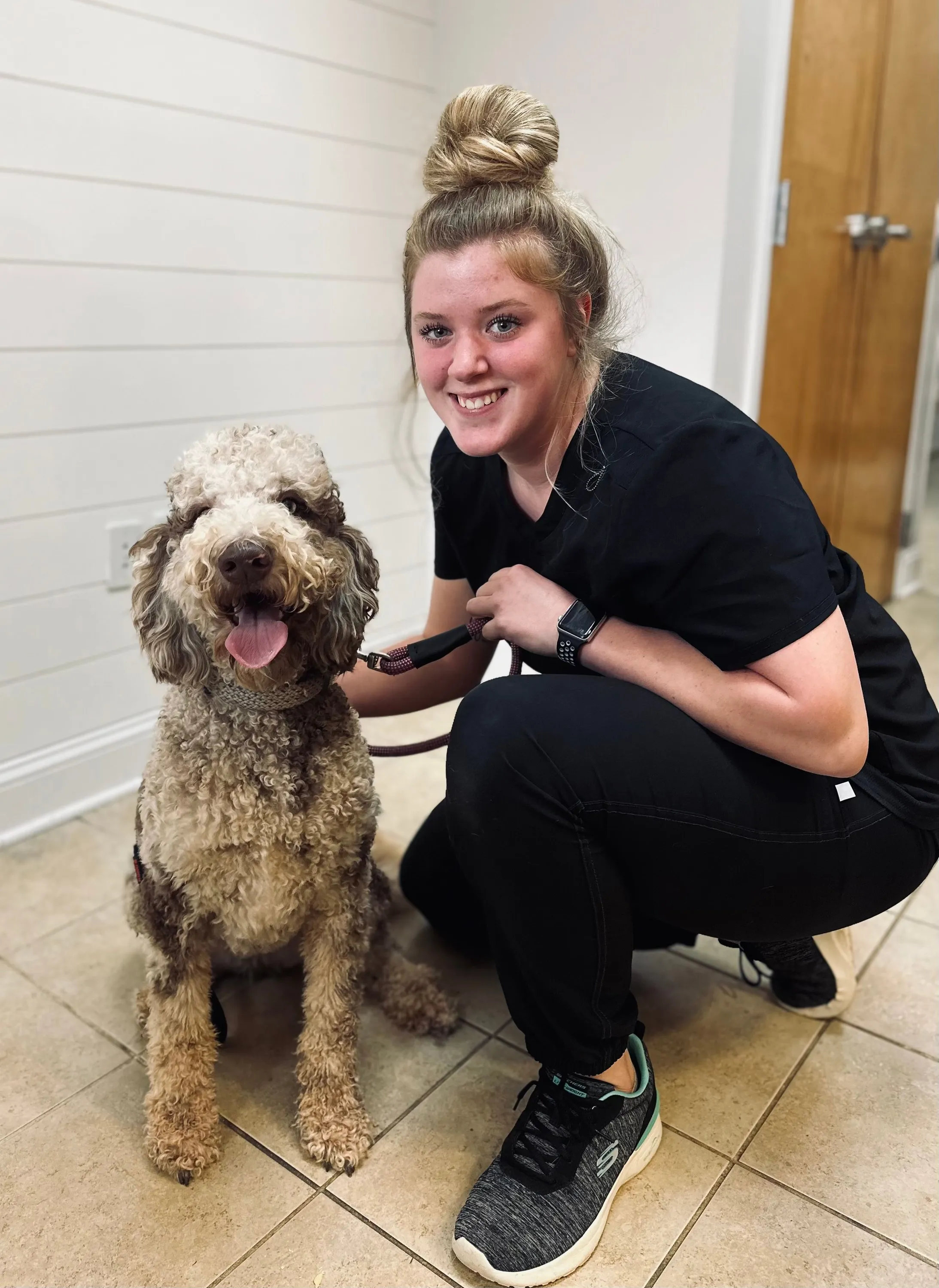 Tori with dog.