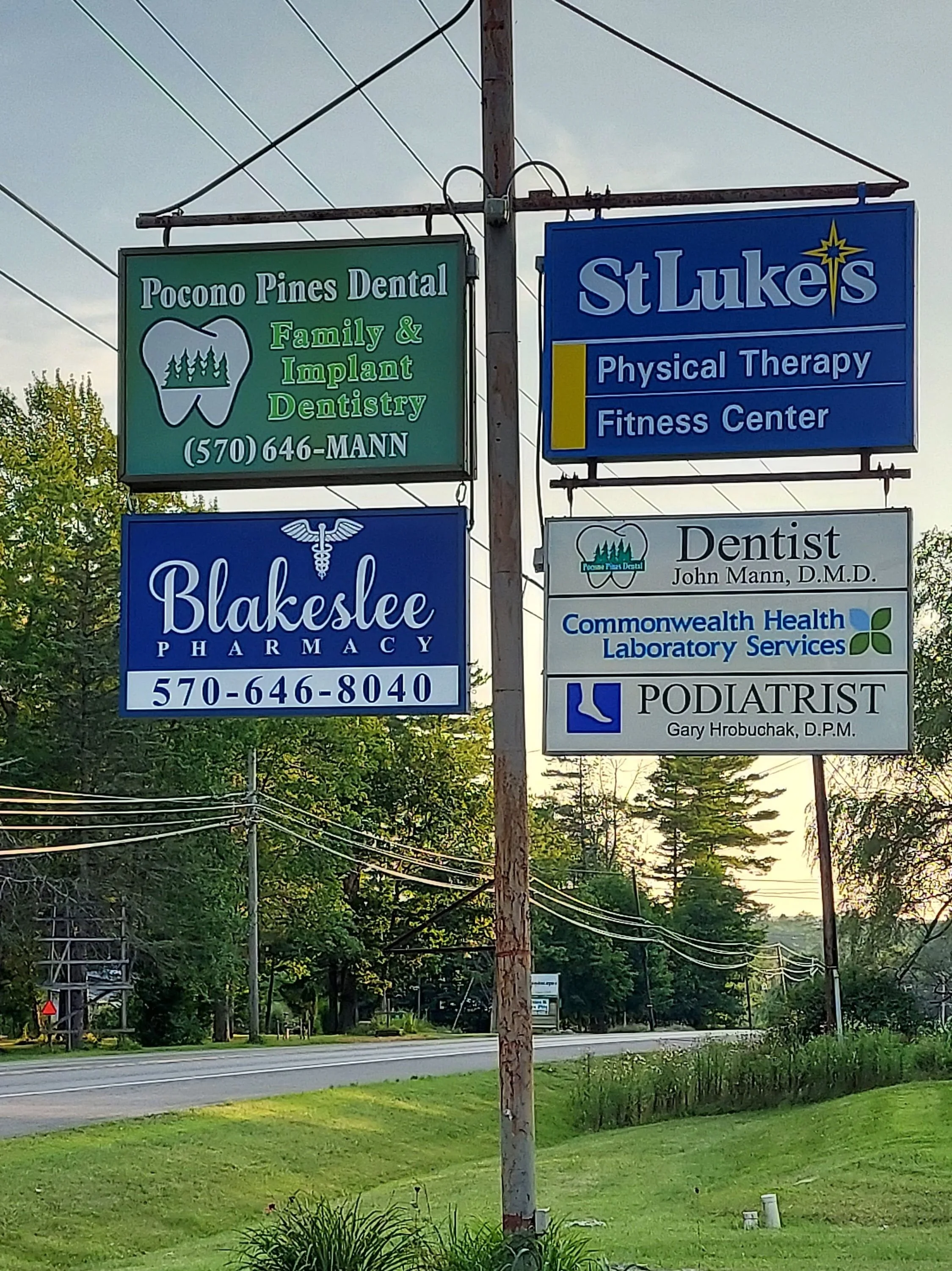 Sign as seen from Route 940, Blakeslee, PA