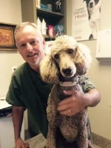 doctor with a poodle