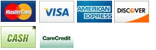 Mastercard, Visa, American Express, Discover, Cash, CareCredit