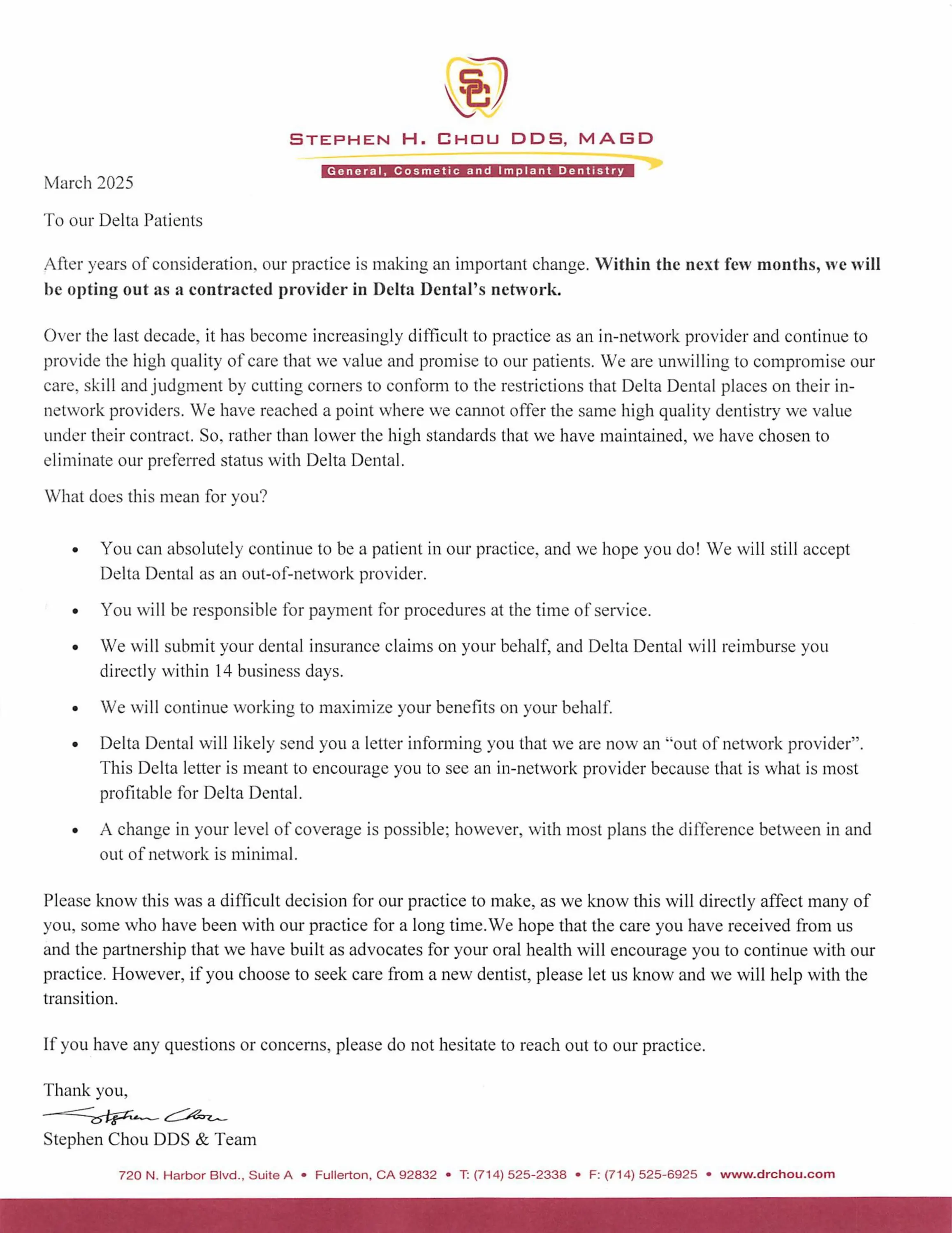 To our Delta Patients