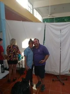 Carlos Loriaborges (right), tireless Administrator of PPI’s clinic in Puerto Morelis (with a volunteer)