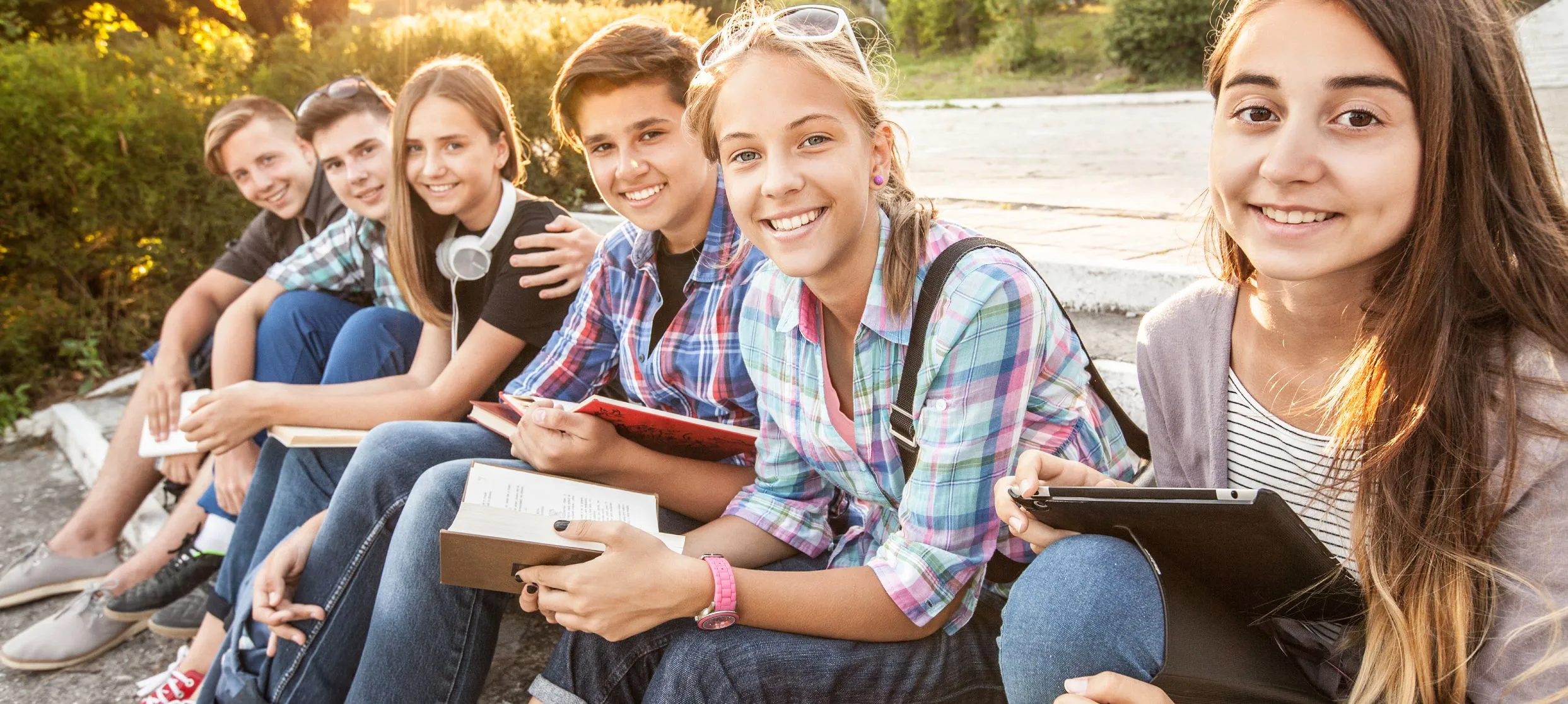 Diverse group of teenagers smiling