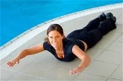 woman exercising on stomach