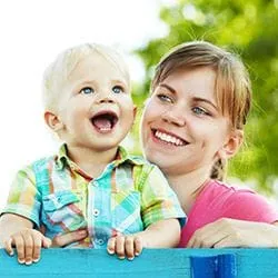 Mom with laughing baby