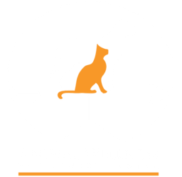 Round dog and cat logo